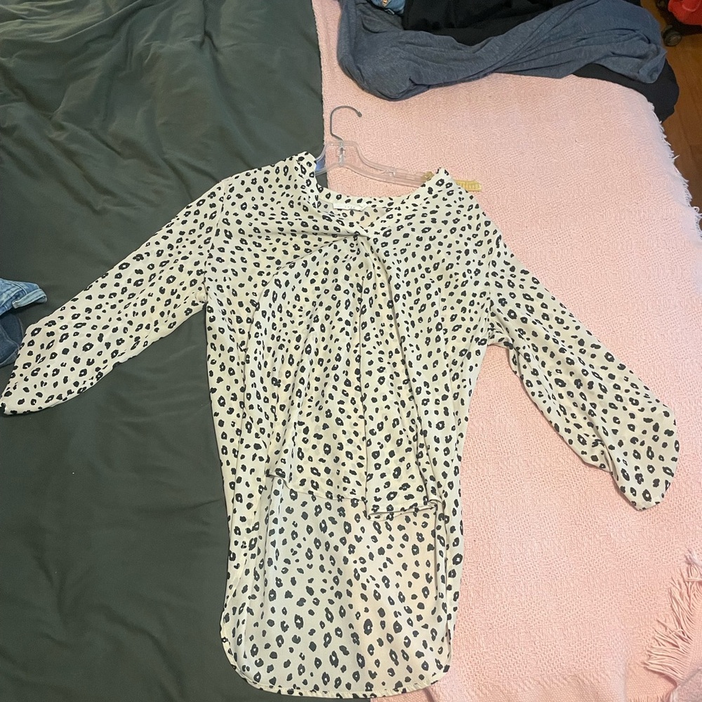 Lush Black and White Leopard Print Top